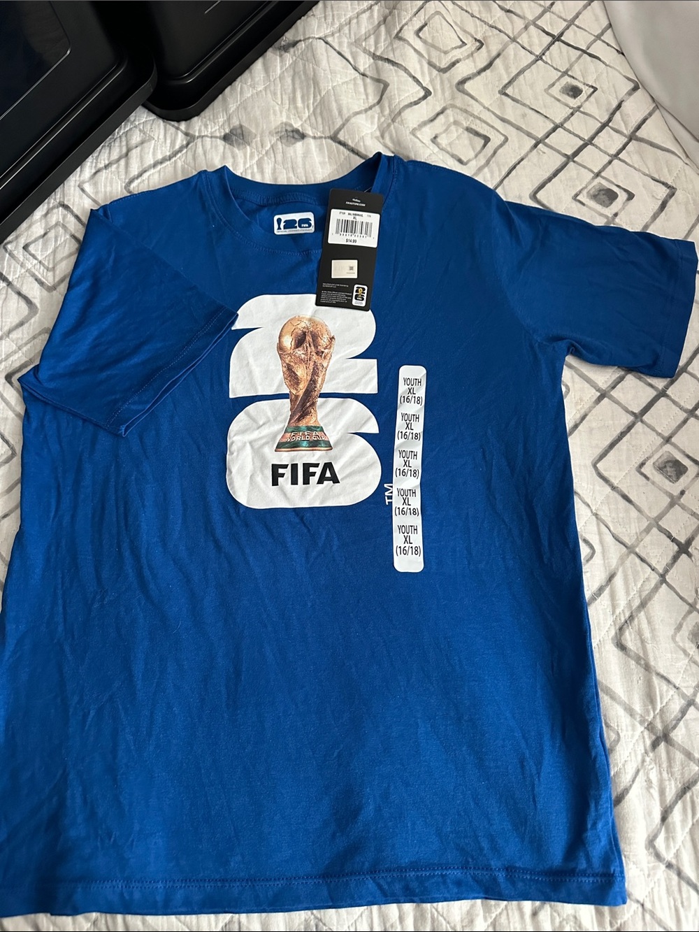 ❗️NWT Youth Royal Blue FIFA Trophy Graphic Short Sleeve Tee XL 16/18❗️ 5 for $25